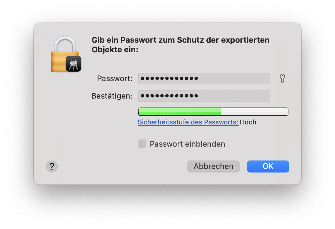 Set Export Password
